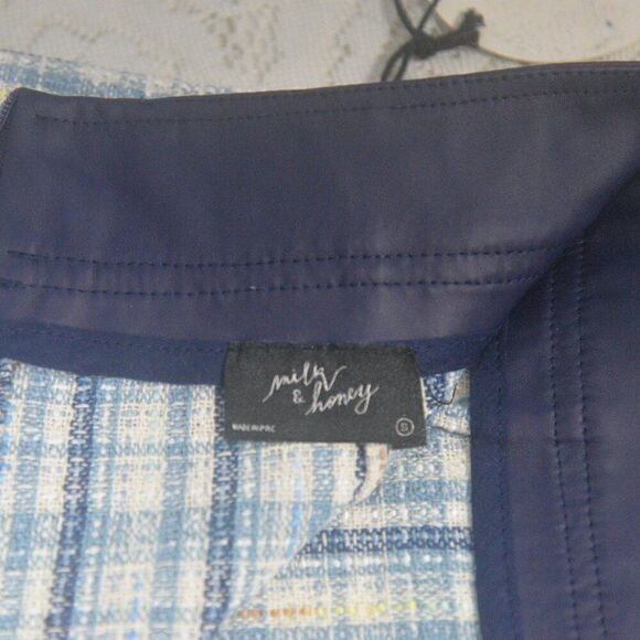 Milk & Honey Tweed Mini Kirt with Faux Leather Detail and Silver Tone Buttons - Picture 5 of 6